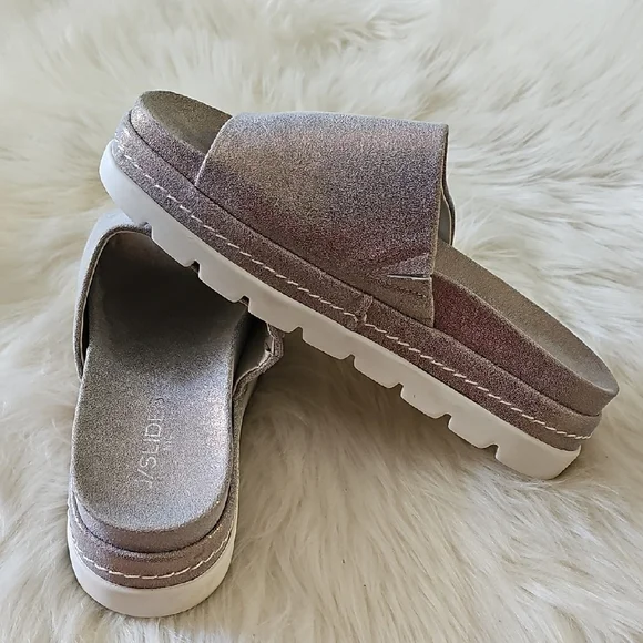 J Slide Bronze Metallic Platform Slide Mules - Picture 6 of 7